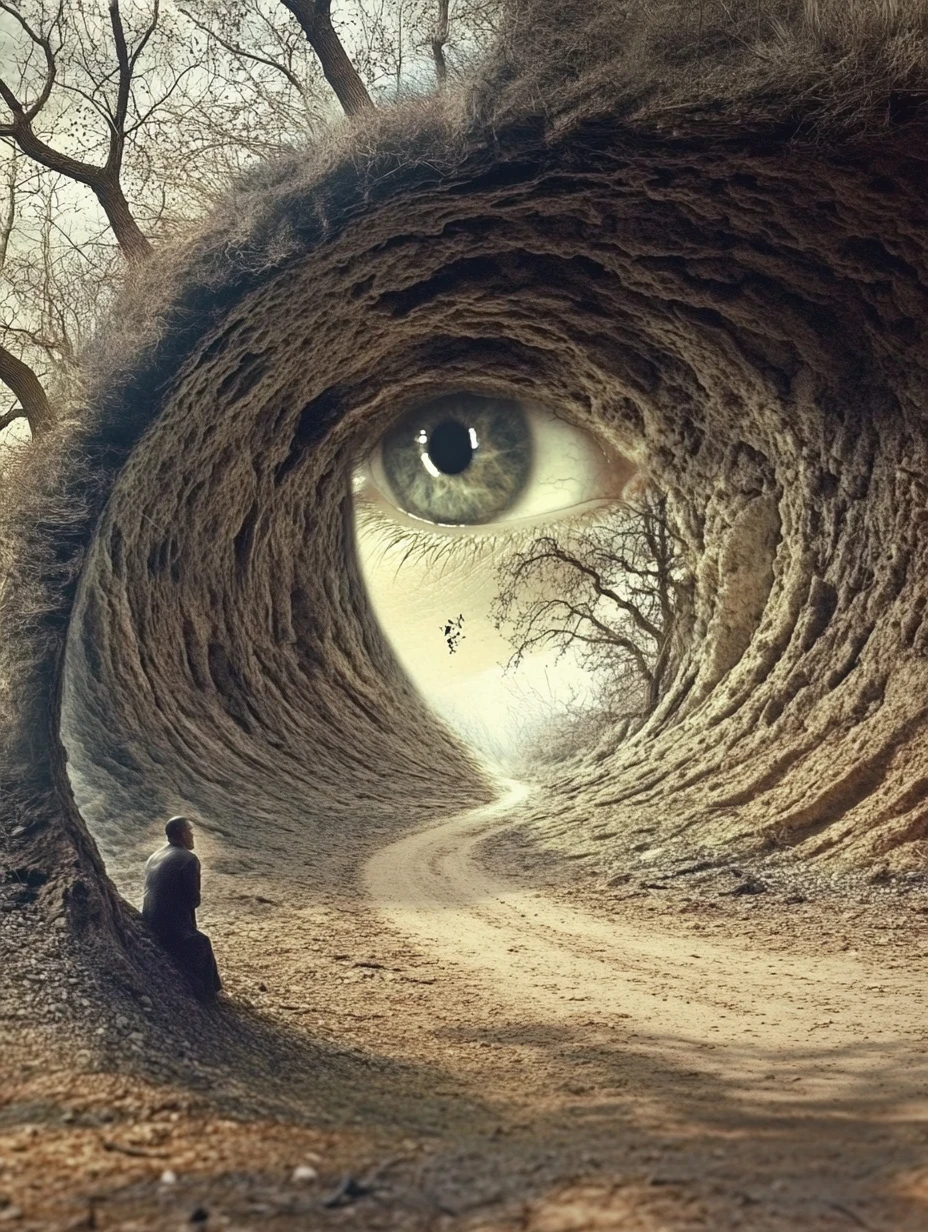 Surreal visual illusion with multiple images fused together