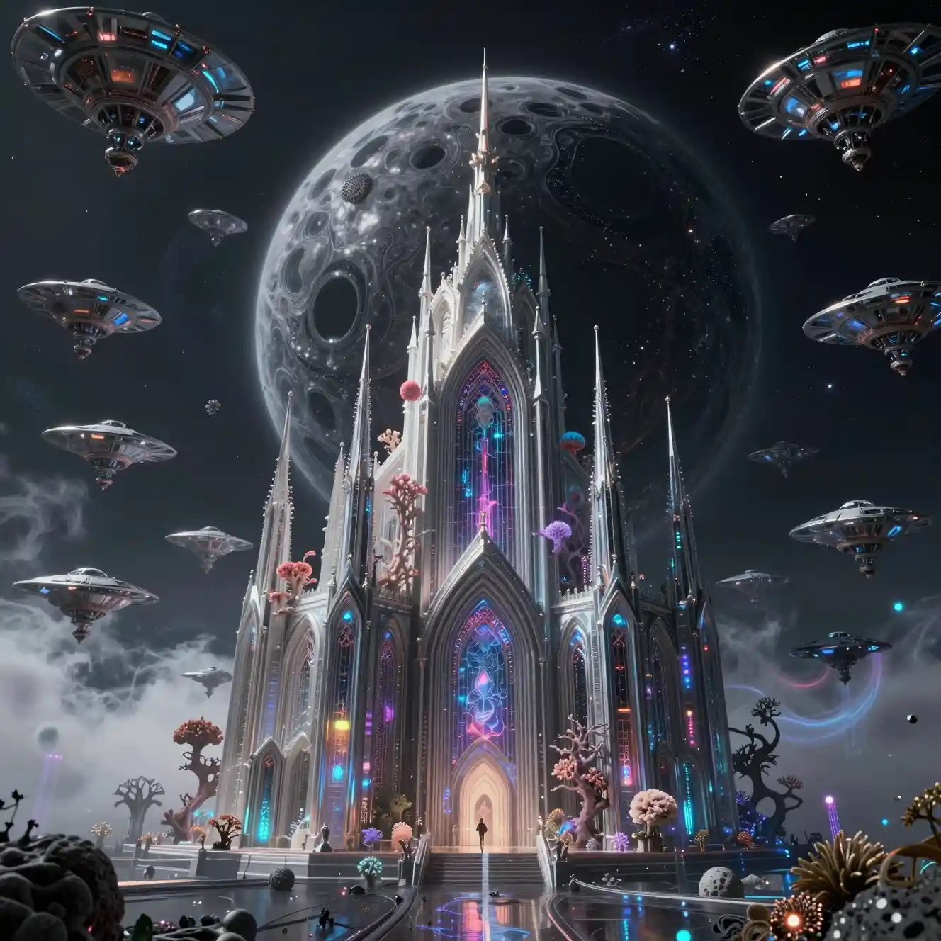 Cattedrale quantistica in orbita attorno a un buco nero in collasso nello spazio