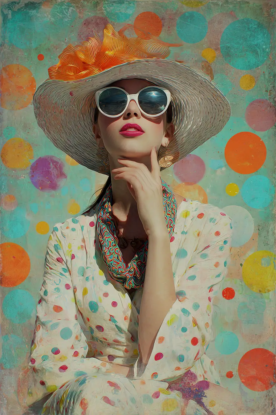 Colorful summer ice cream ad with playful abstract background