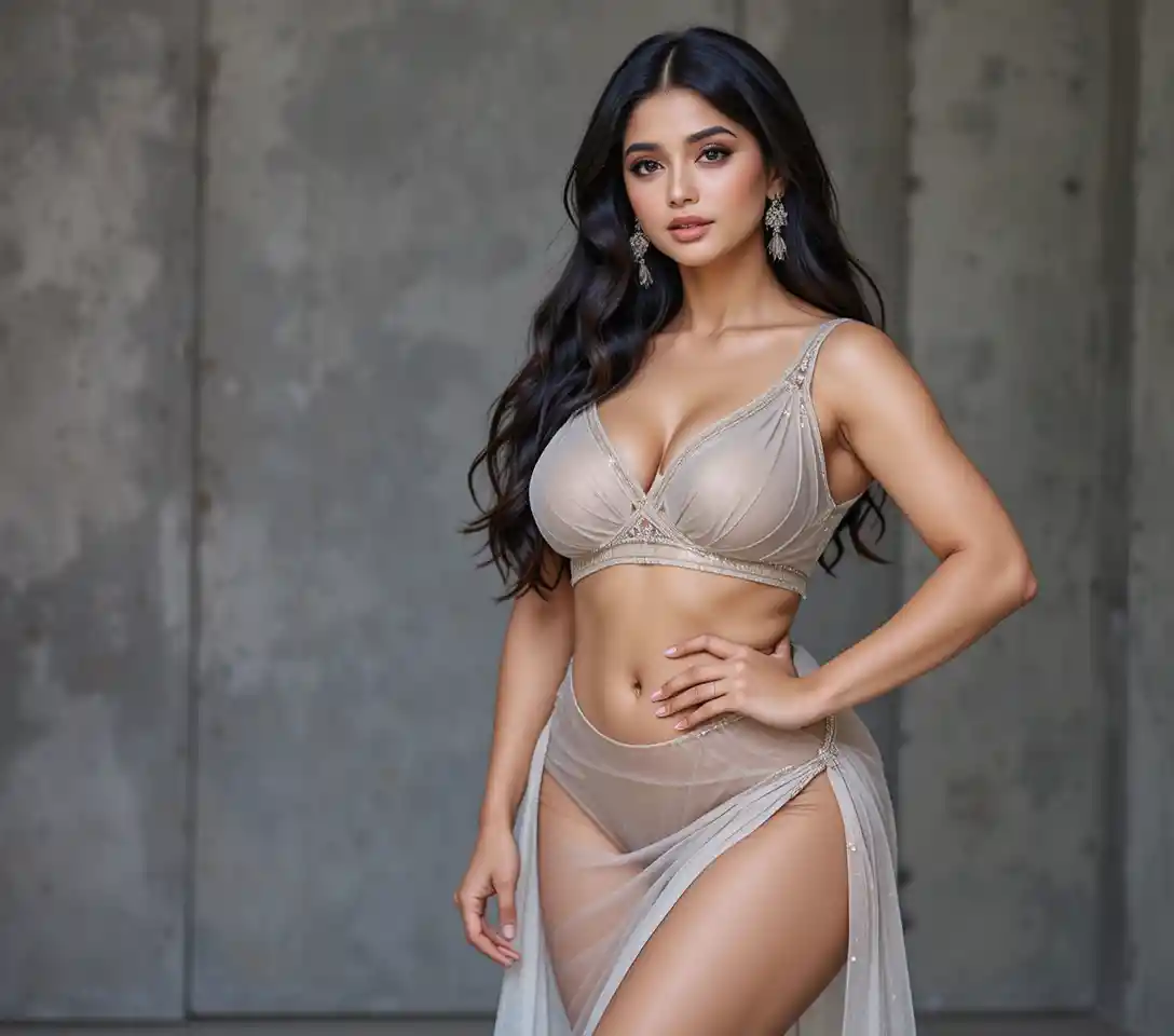 Beautiful Indian woman posing in a modern fashion shoot