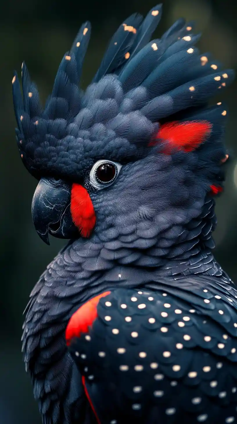 Illusione surreale con cacatua nero e molteplici immagini nascoste