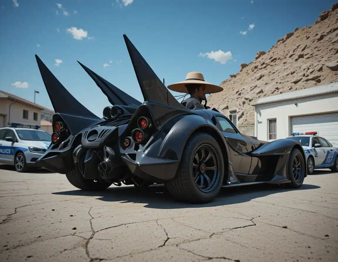 Futuristic black sports car in low angle street view