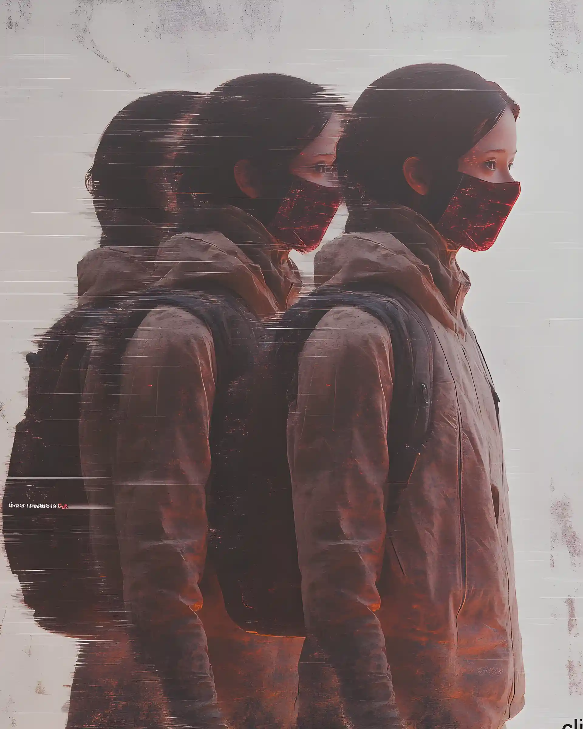 Single character stabilizing across glitchy animated variations