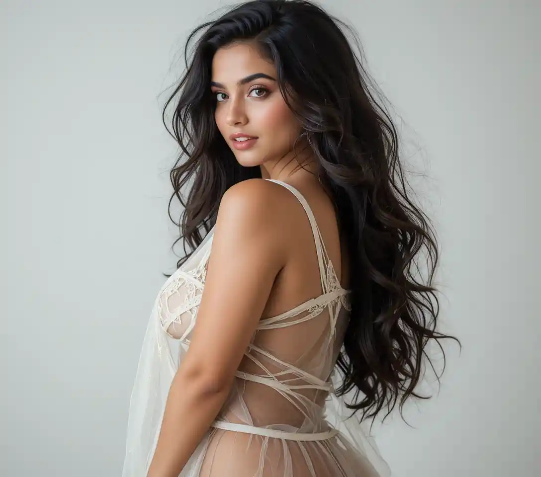 Beautiful Indian woman posing for a fashion photoshoot