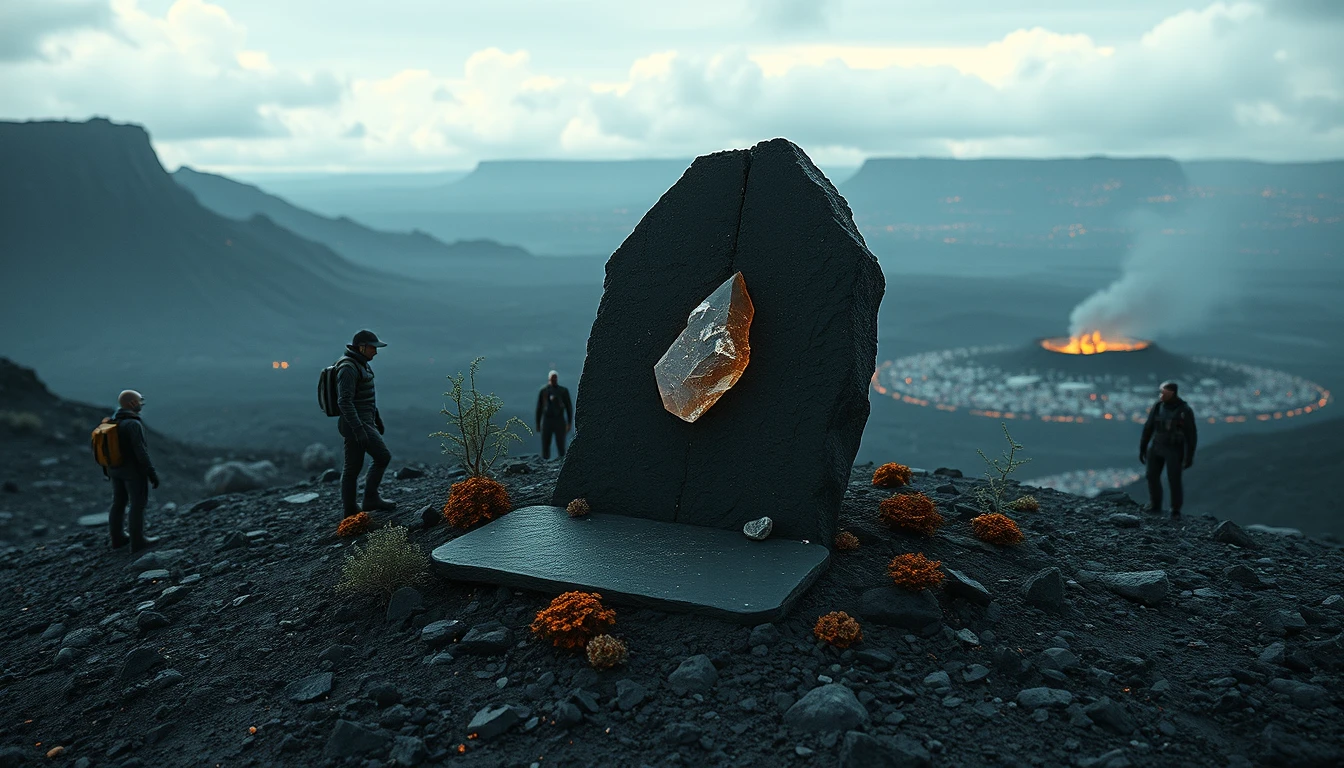 Funeral monument on a remote alien lava plateau