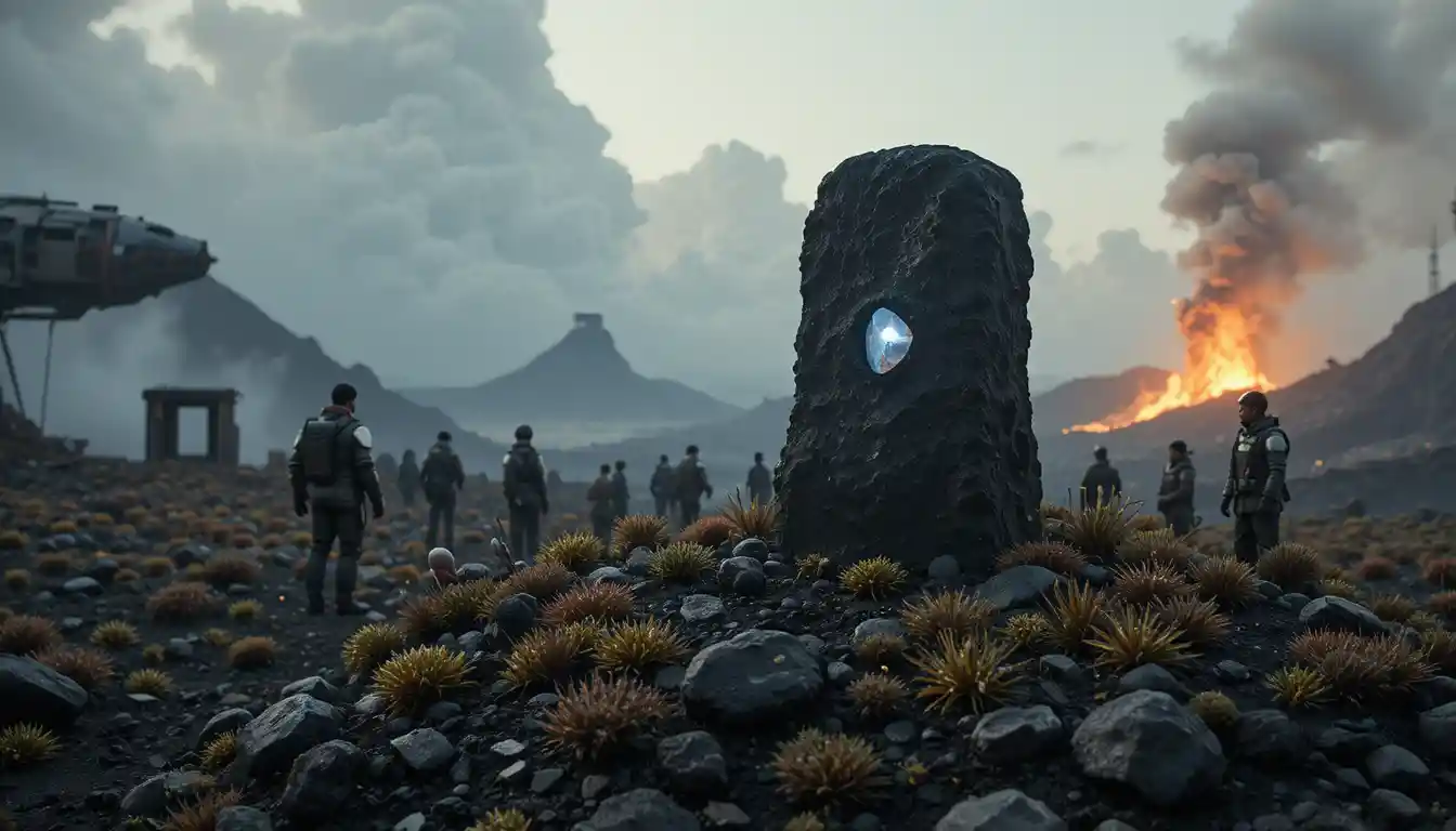 Funeral Memorial On A Remote Alien Lava Plateau