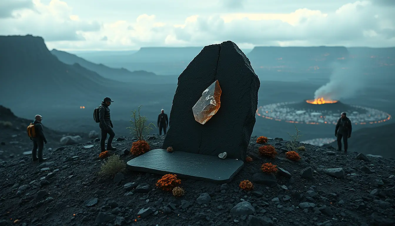 Grabmal auf einem abgelegenen außerirdischen Lava-Plateau