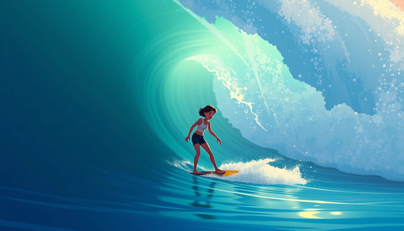 Young couple sharing a tender moment in ocean waves