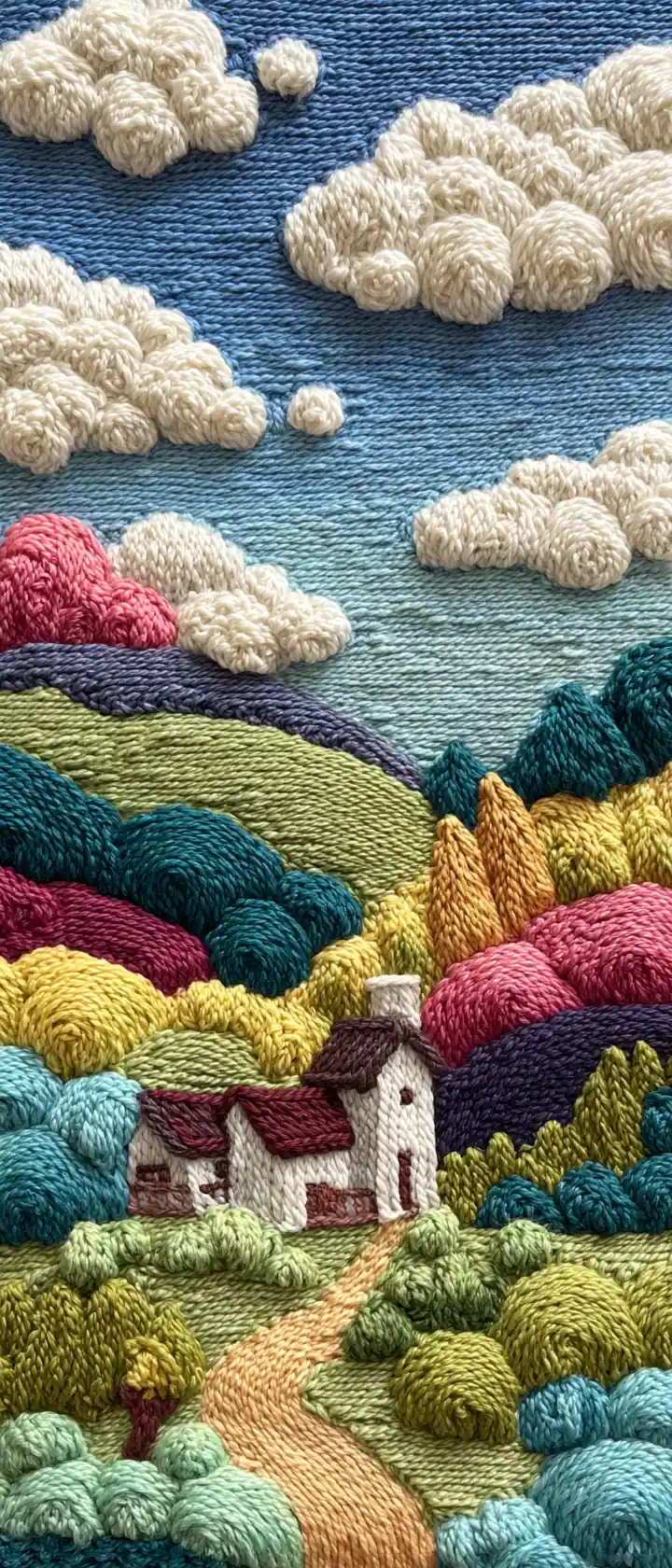 Cozy Crochet Hillside Cottage In Soft Pastel Yarn Art