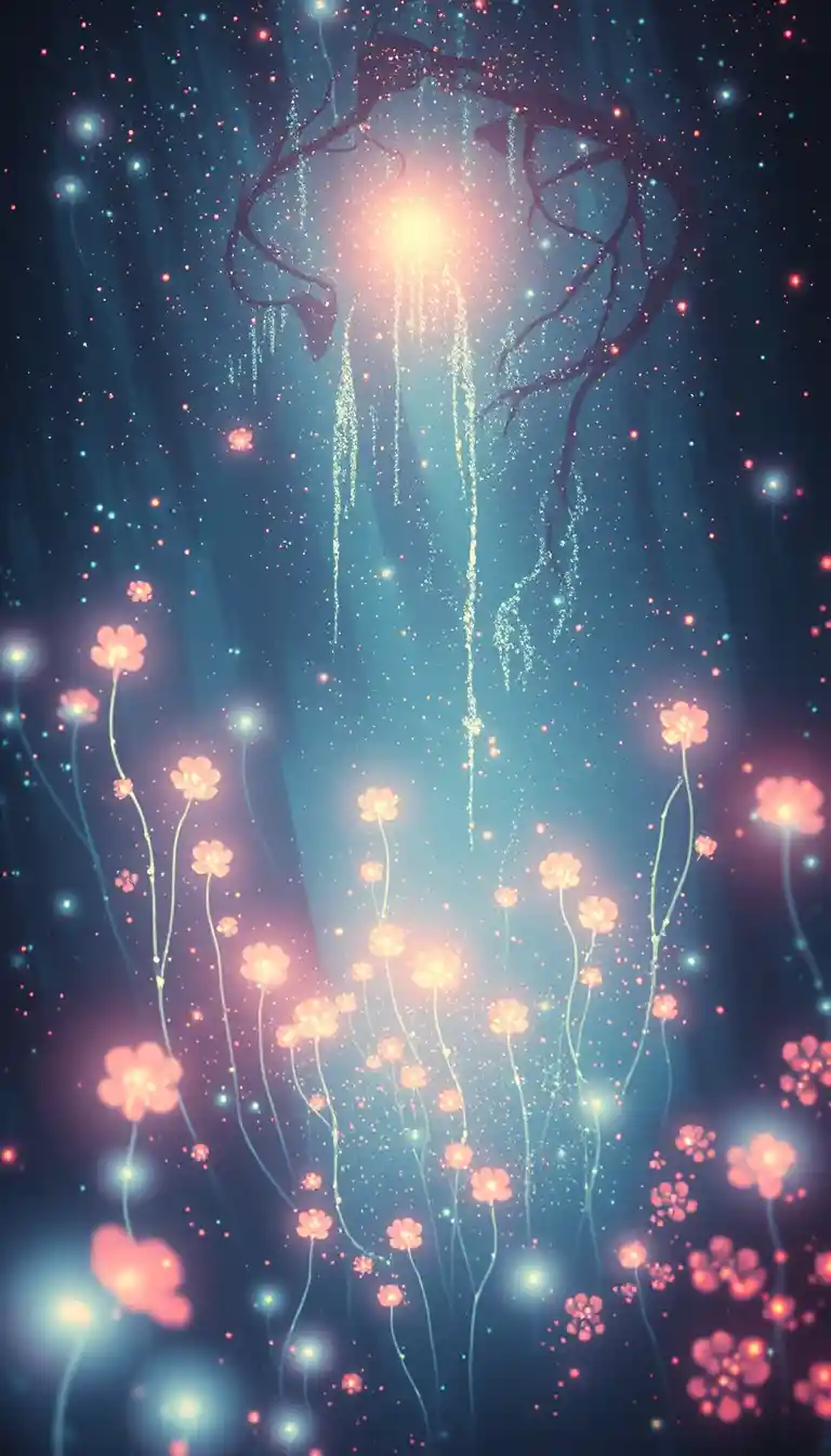Dreamlike Fairy In A Glowing Surreal Deep Forest Abyss