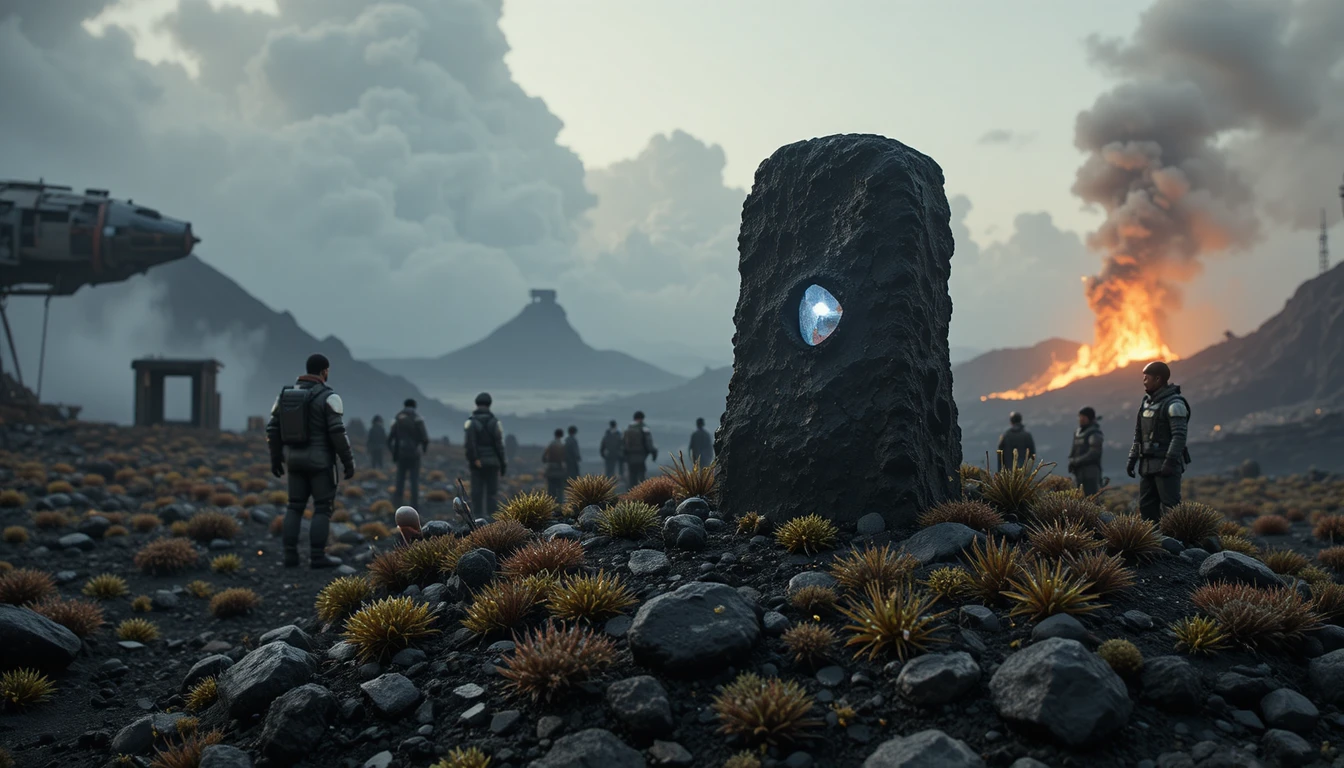 Monumento Fúnebre en una Remota Meseta de Lava Alienígena