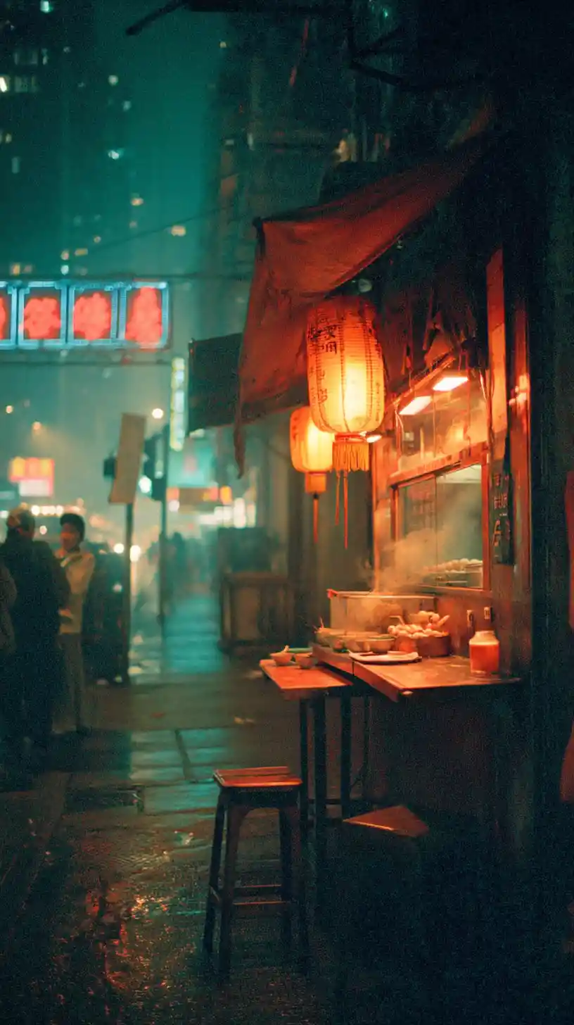 Elderly vendor serving hot sweet soup at Hong Kong stall
