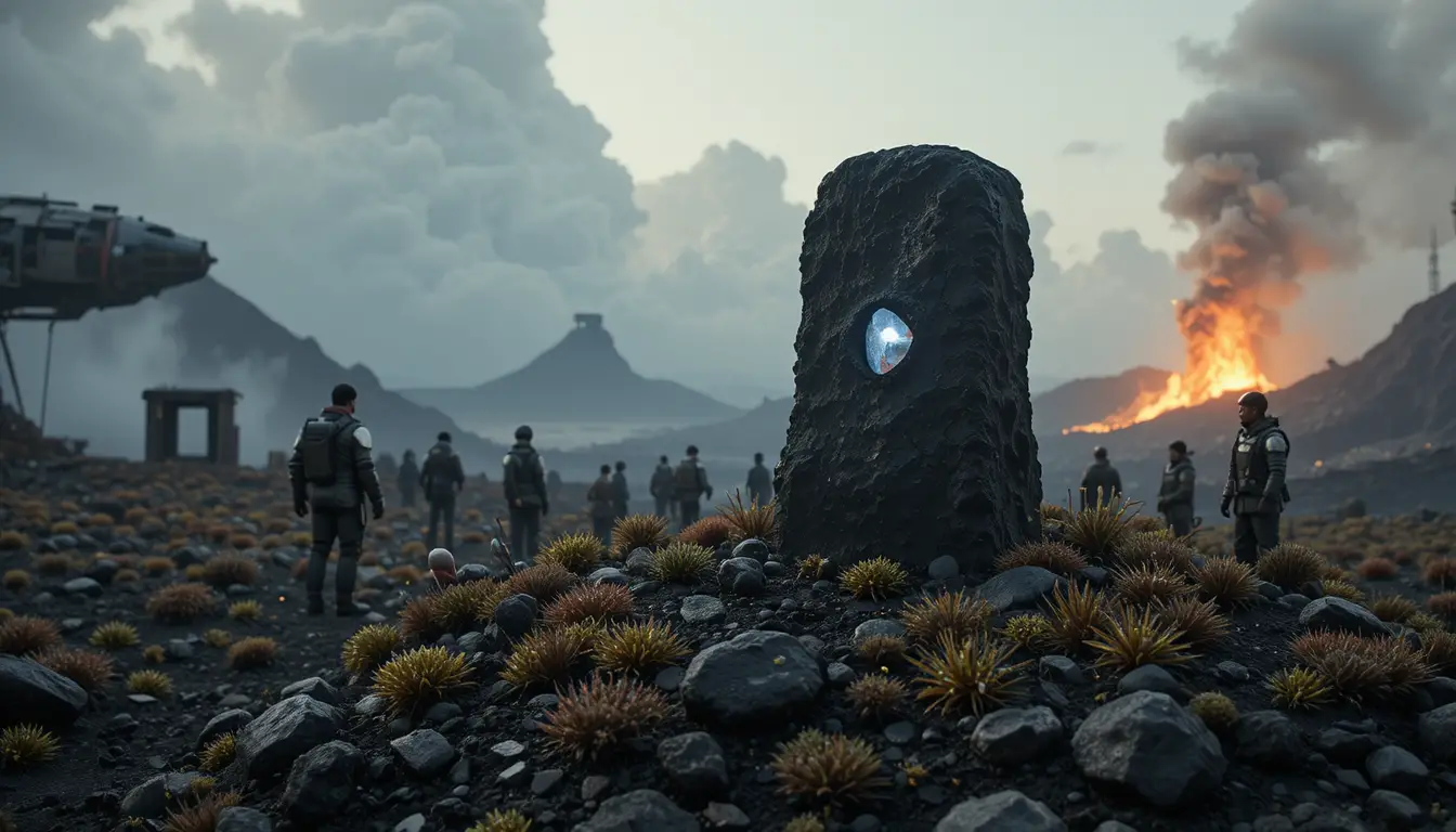 Funeral Memorial On A Remote Alien Lava Plateau