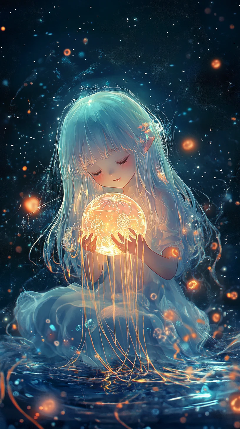 Chibi demon girl holding a radiant dream orb in silence