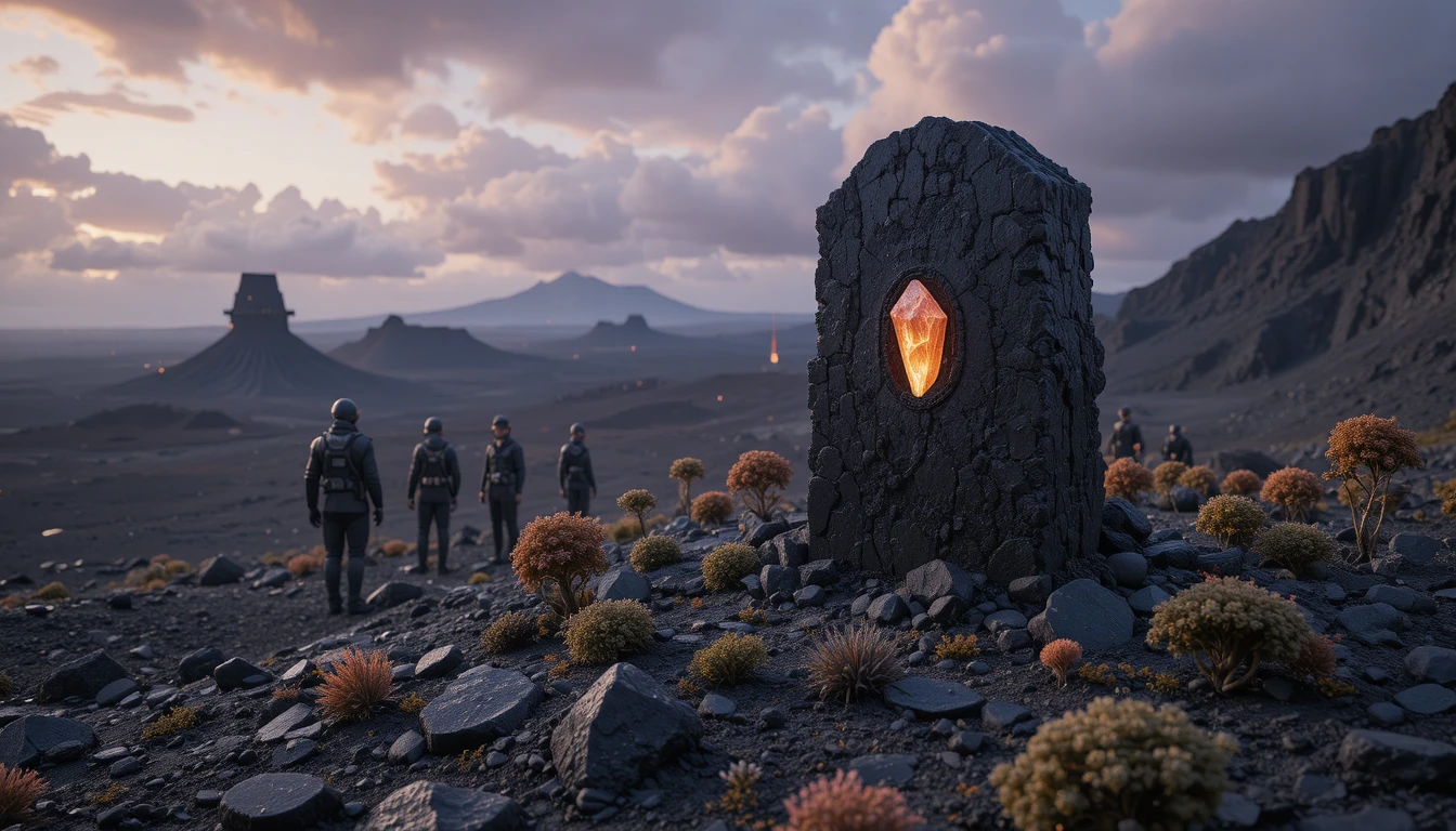 Funeral memorial on a remote alien world of escaped colonists