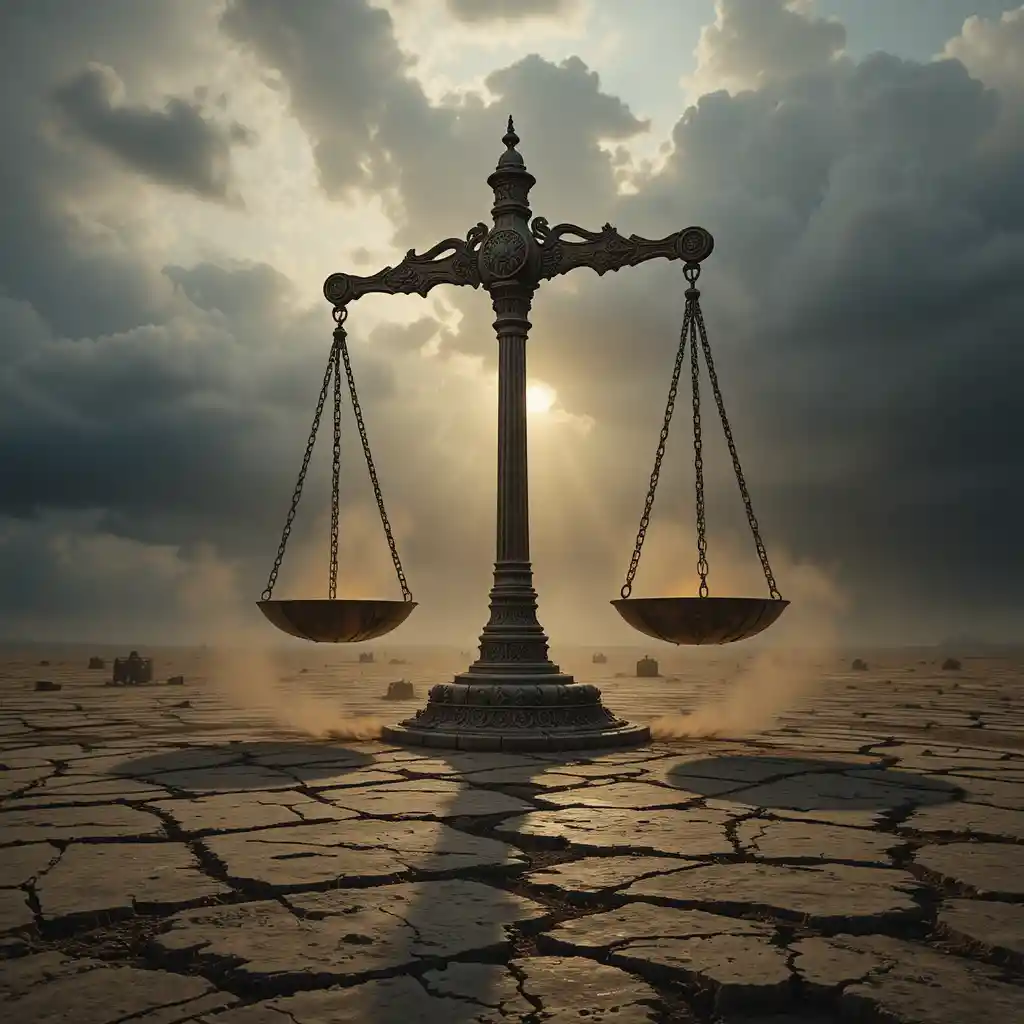 Colossal Ancient Scale Weighing Deeds On Judgment Day Plain