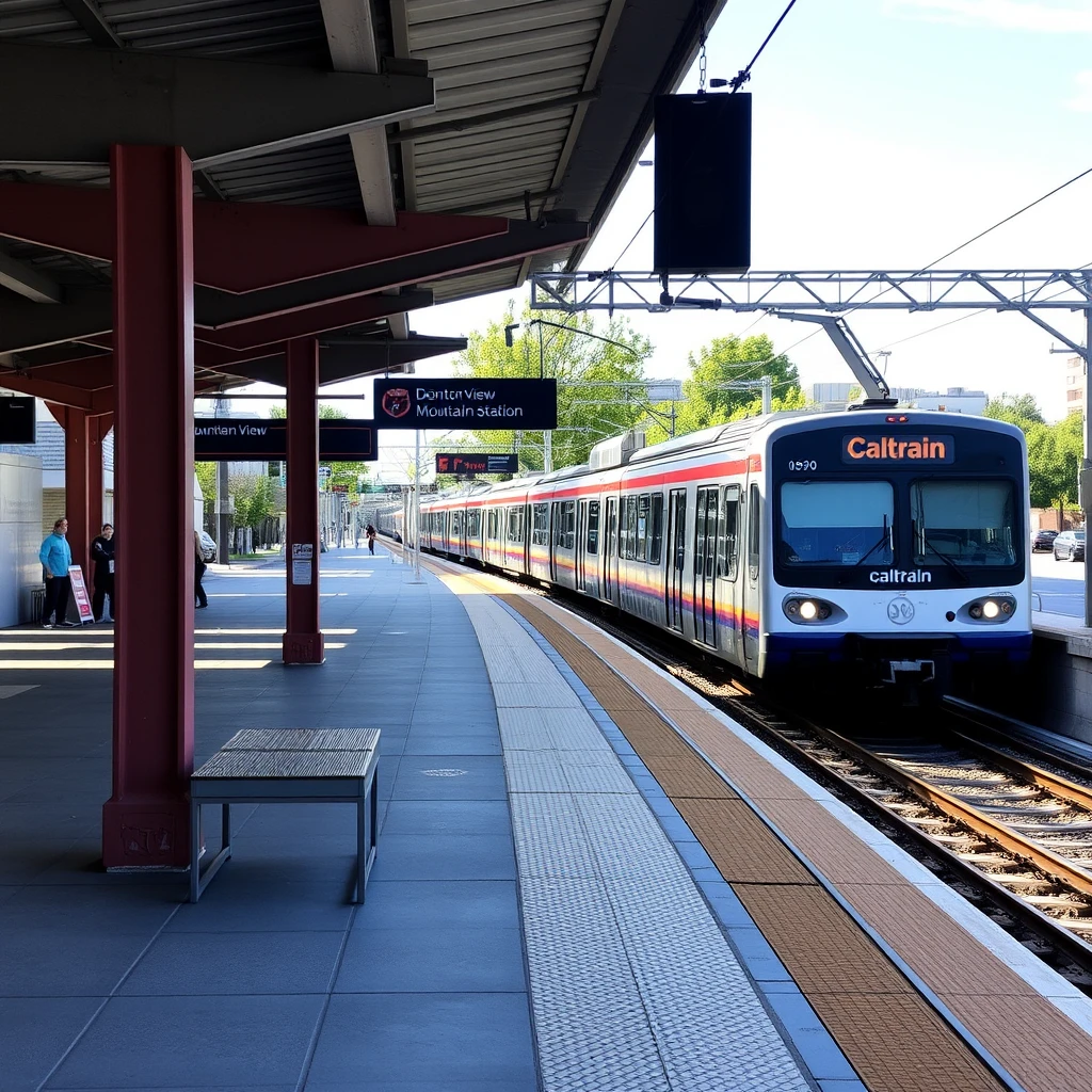 Stazione ferroviaria intermodale di trasporto pubblico nel centro di Mountain View