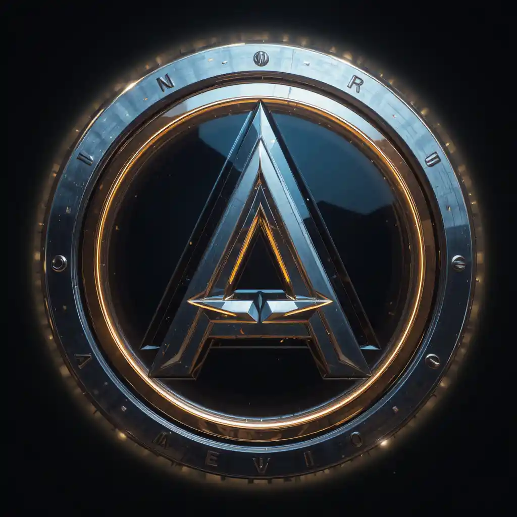Futuristic Metallic A Monogram Logo On Dark Background
