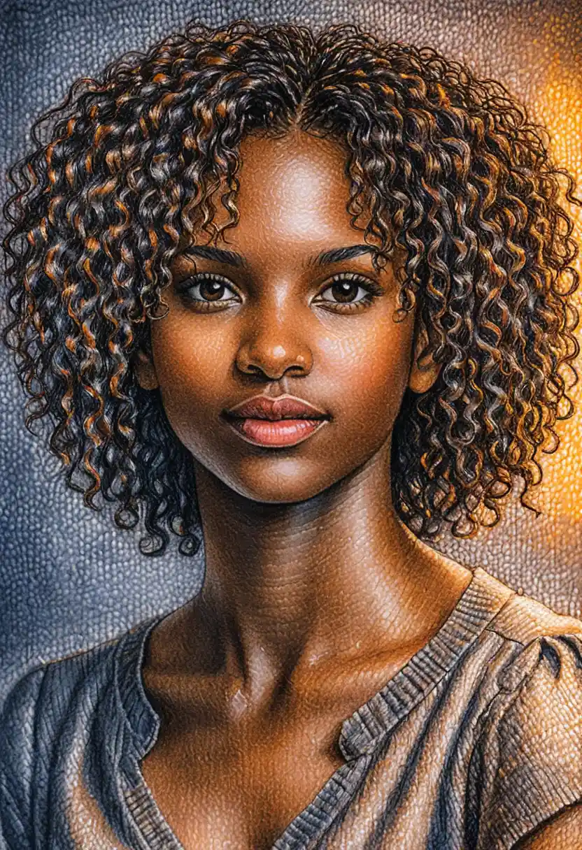 Close up portrait of black woman in warm amber light