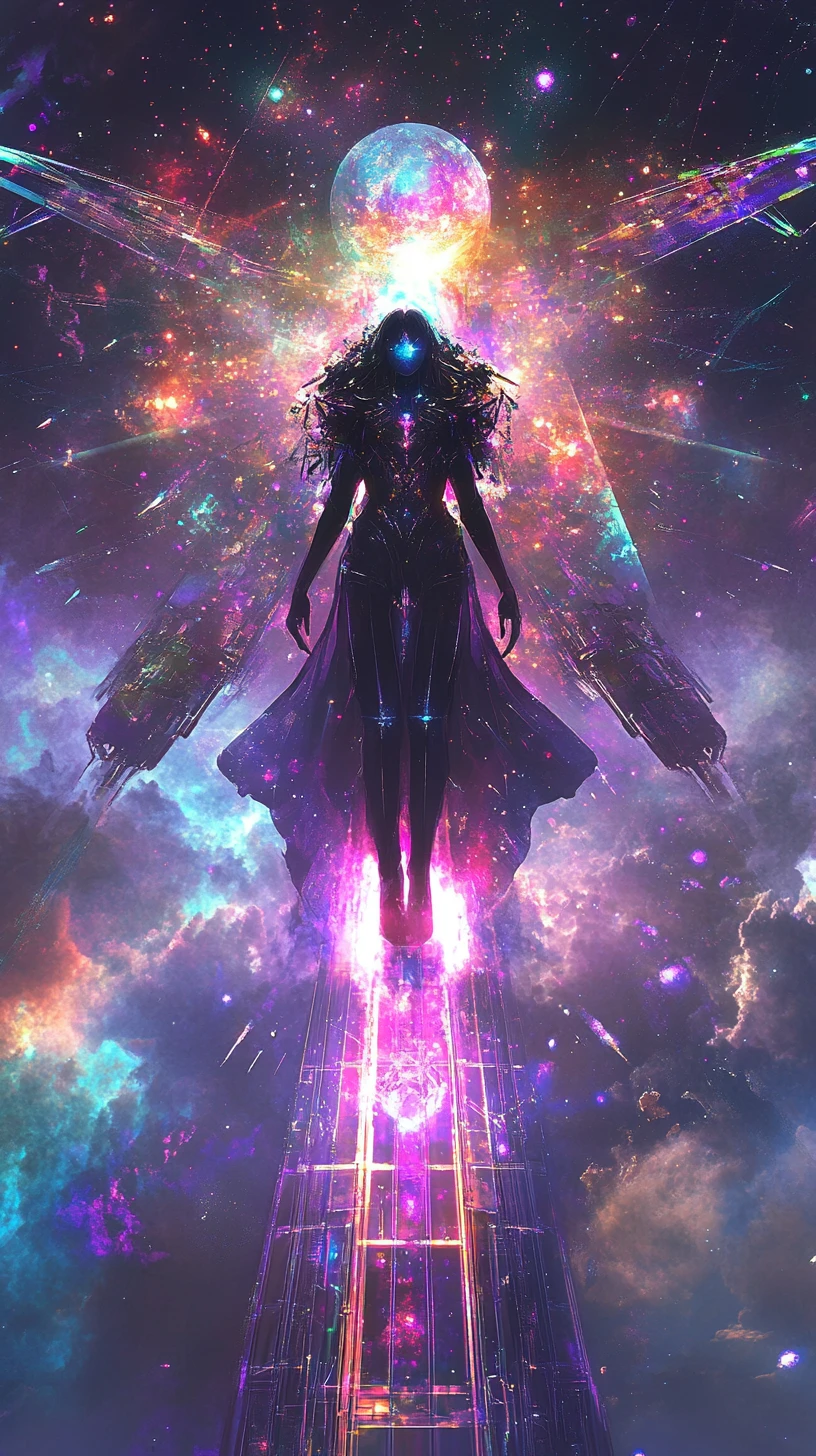 Goddess Commander On Crystalline Starship Bridge