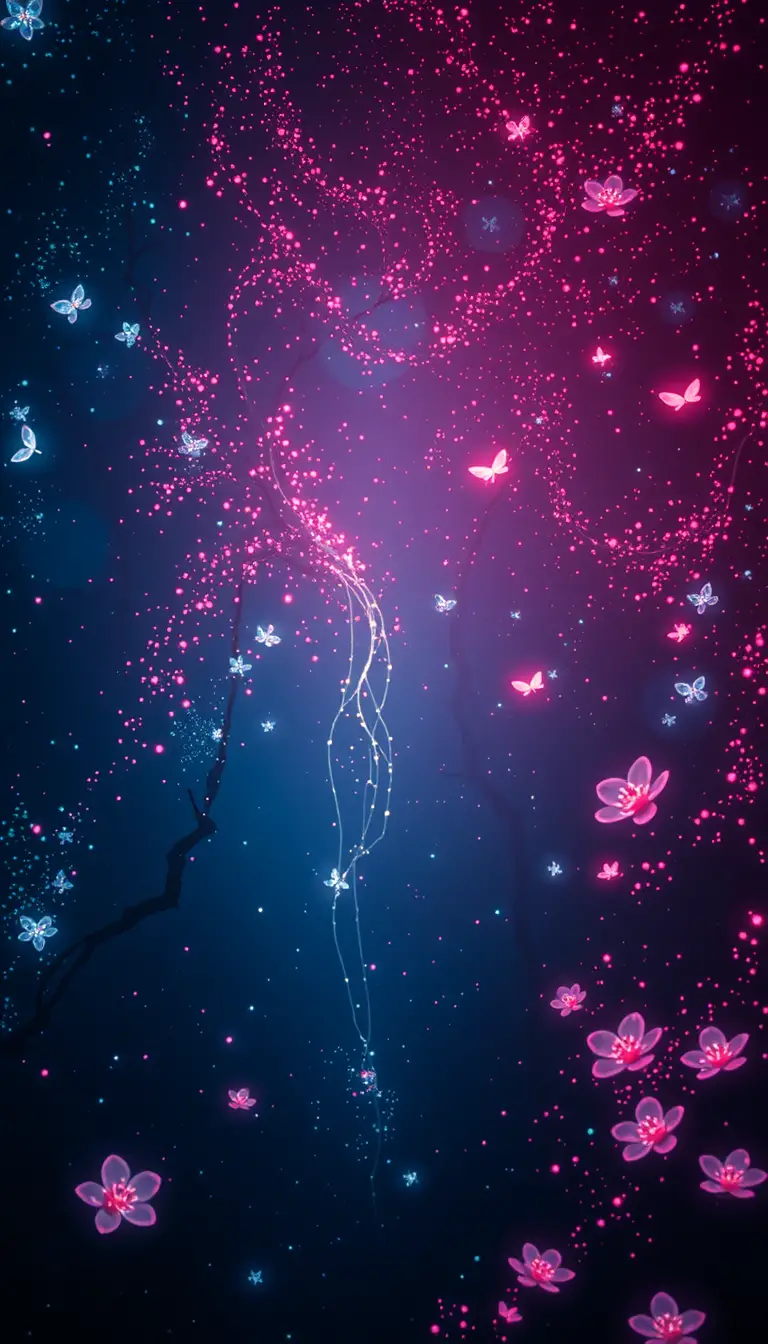 Dreamlike fairy in a glowing abyssal forest world