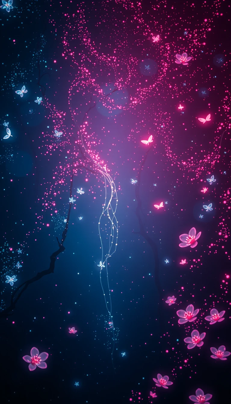 Dreamlike fairy in a glowing abyssal forest world
