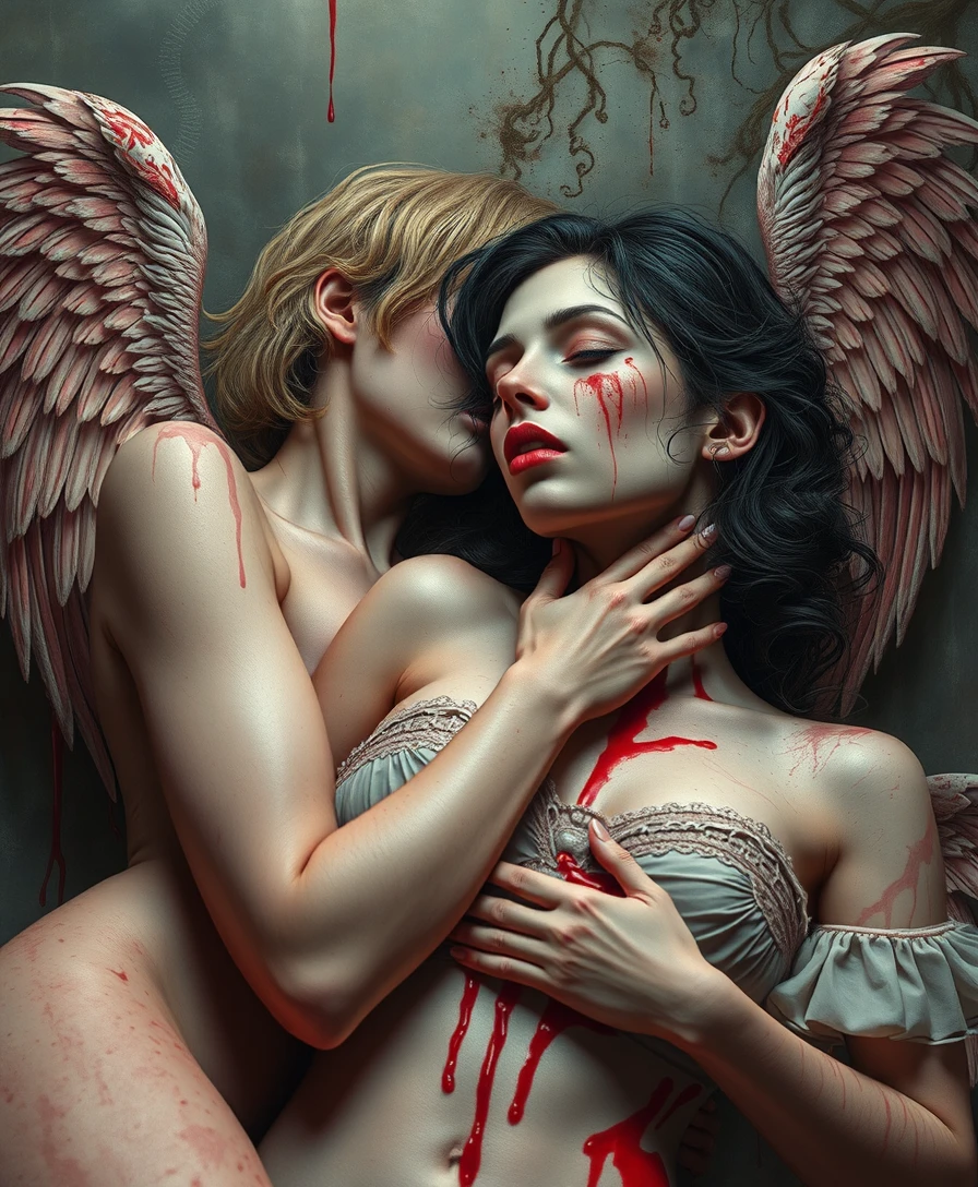 Mulher popsurrealista surreal em uma cena estranhamente sentimental
