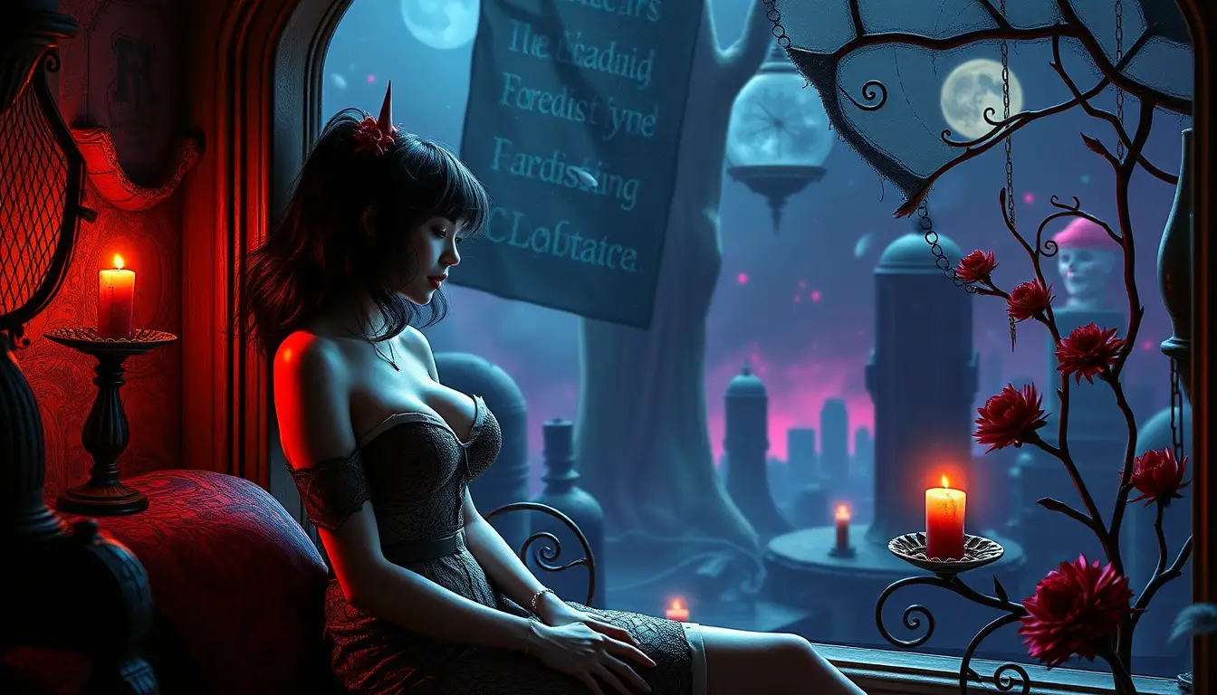 Fantasy woman in a surreal popsurrealist world of revenge