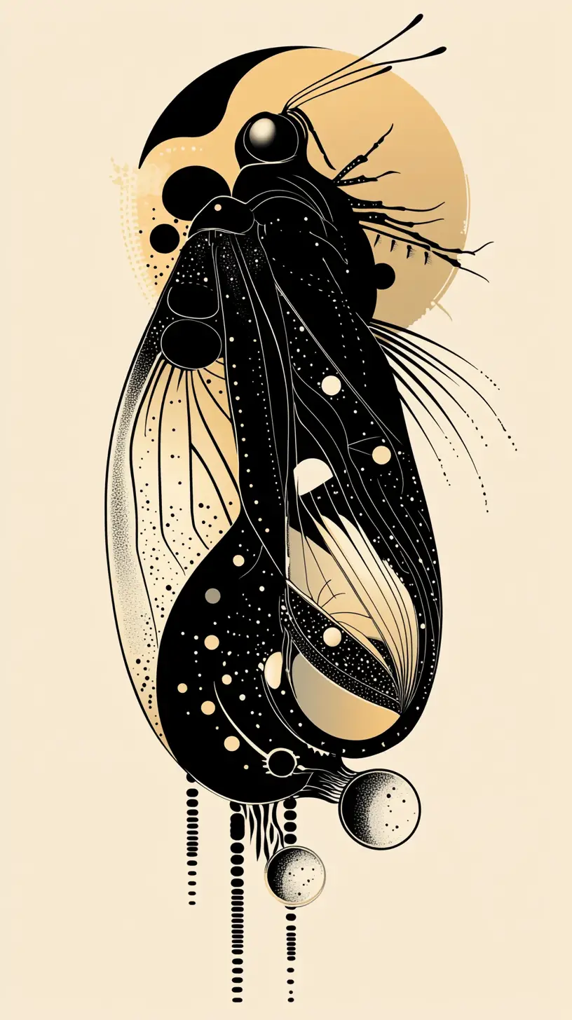Papillon de nuit pop art en profil mystique avec ailes lunaires