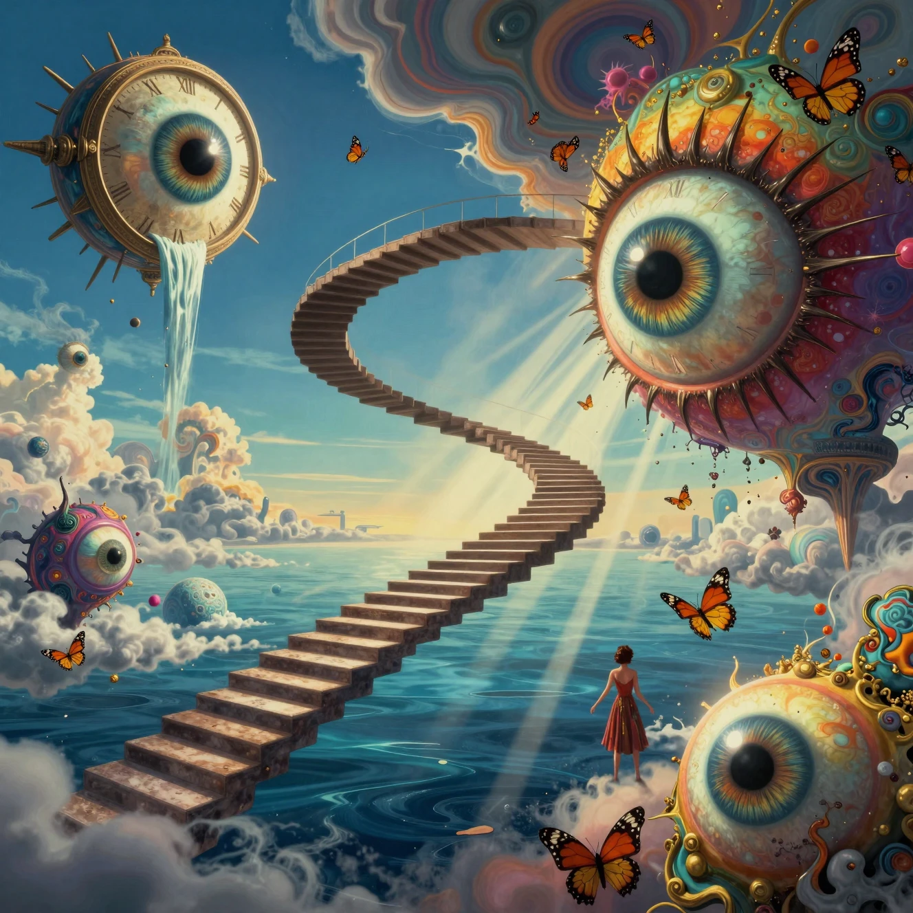 Floating staircases in a collapsing surreal dreamscape