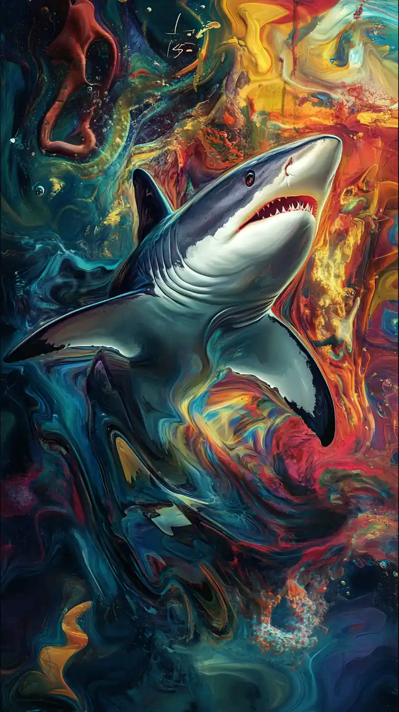 Shark swimming in a quiet pond spectator scene