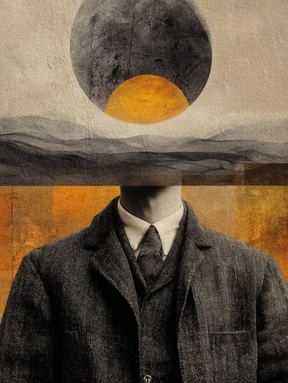 Surreal vintage collage with dreamy minimalist composition