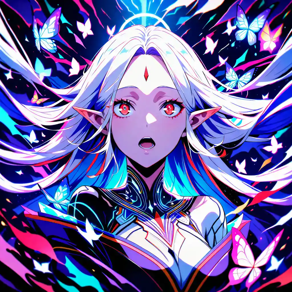 Ethereal Anime Woman With White Hair In Fantasy Glow