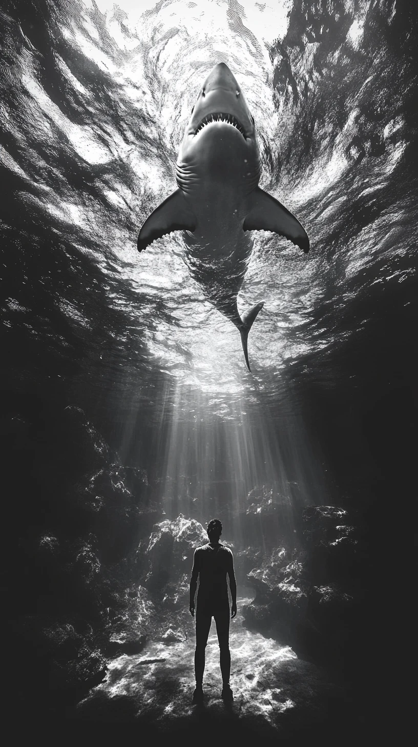 Shark swimming alone in a quiet pond like a sport spectacle