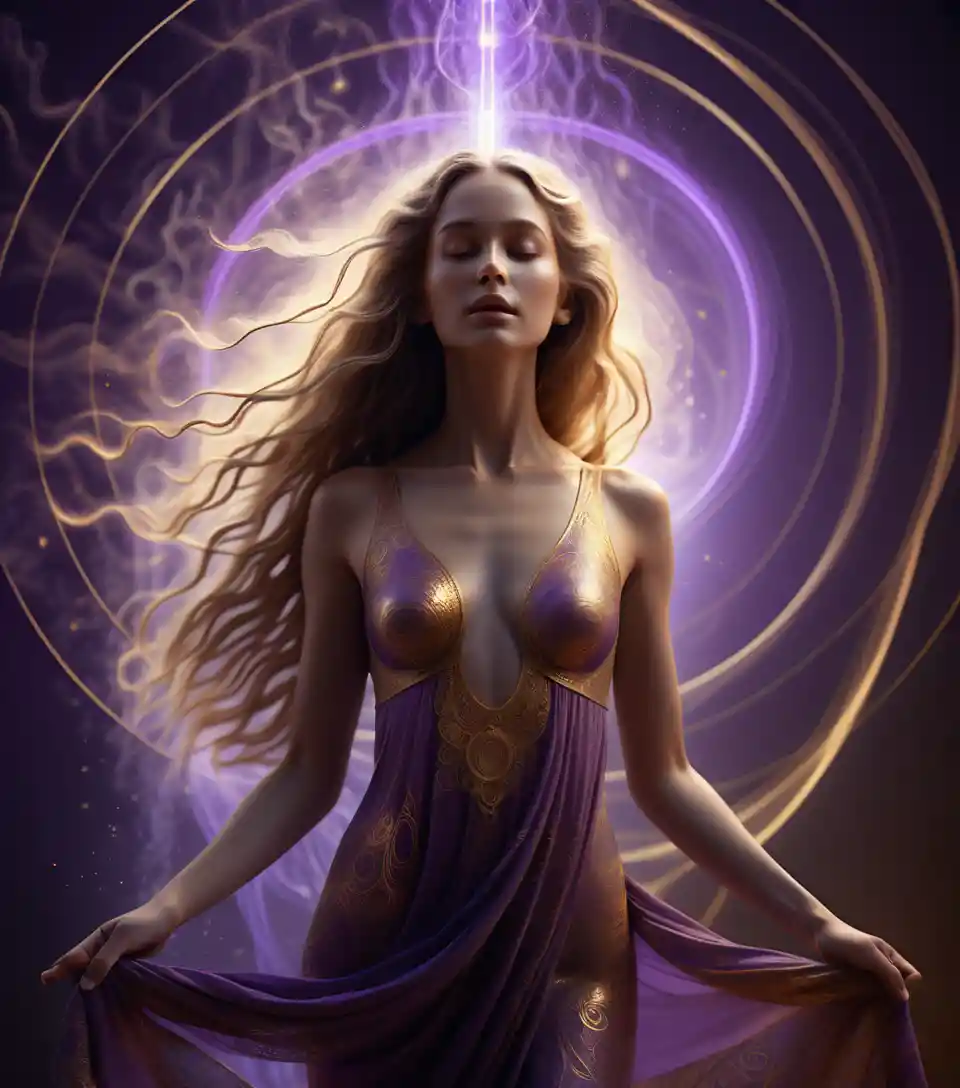 Graceful woman in balanced light and shadow duality