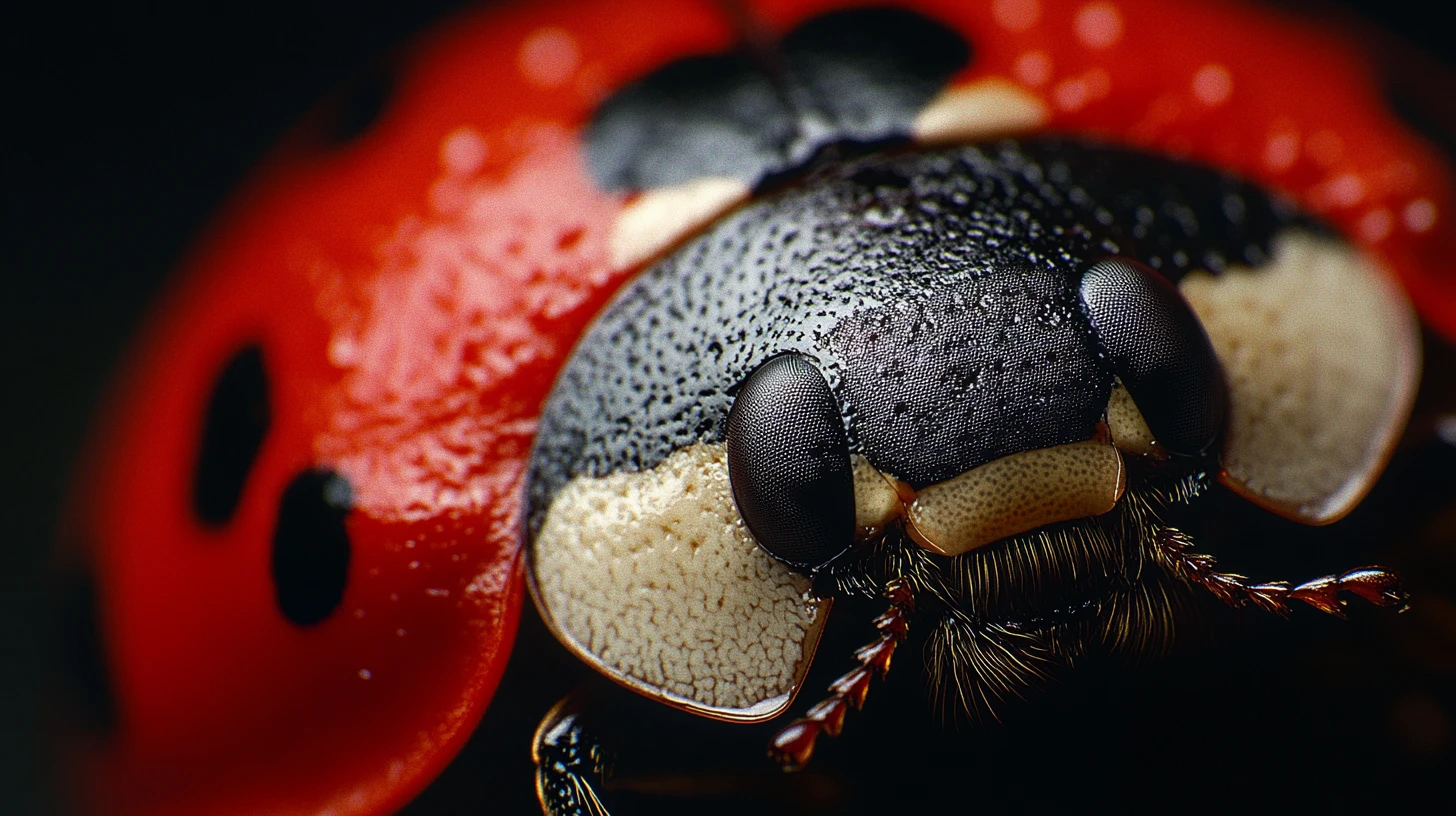 Extreme close up of a ladybug shell with fine textures