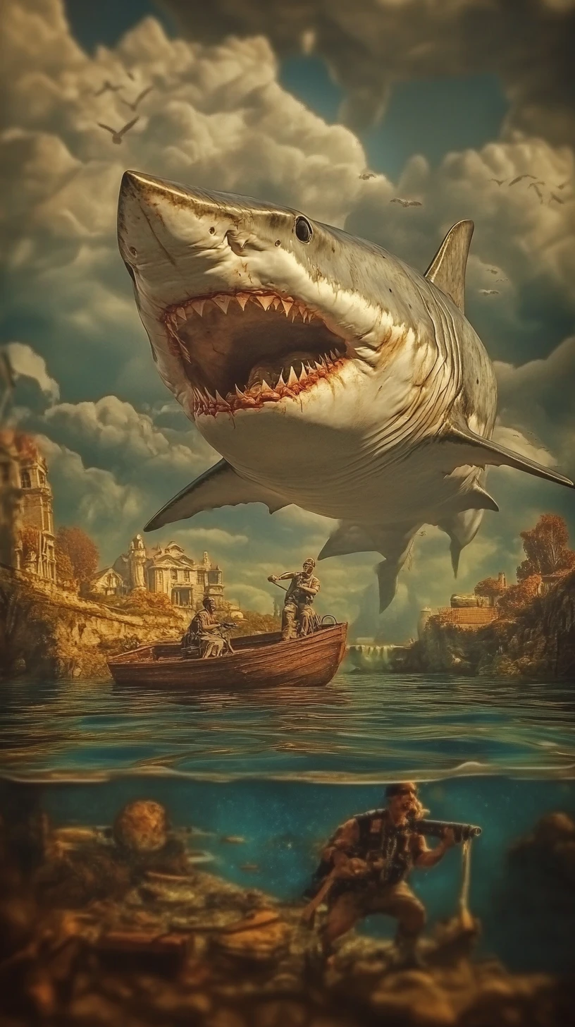 Shark Swimming Alone In A Quiet Pond