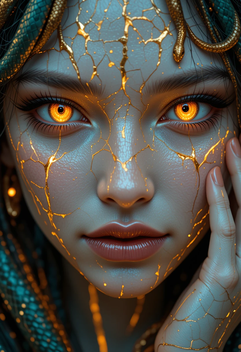 Extreme Close Up Medusa Inspired Fantasy Woman Portrait