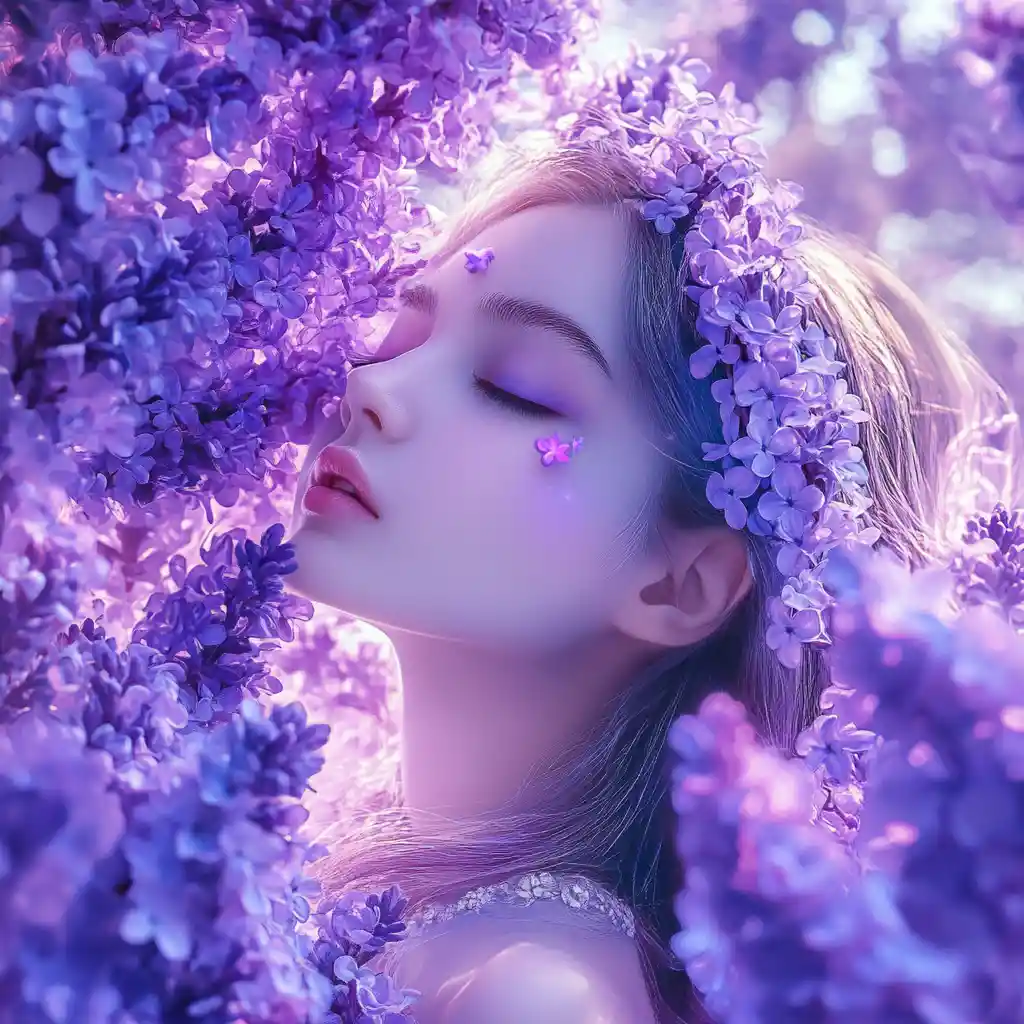 Cute metallic fairy standing in whimsical pastel colors