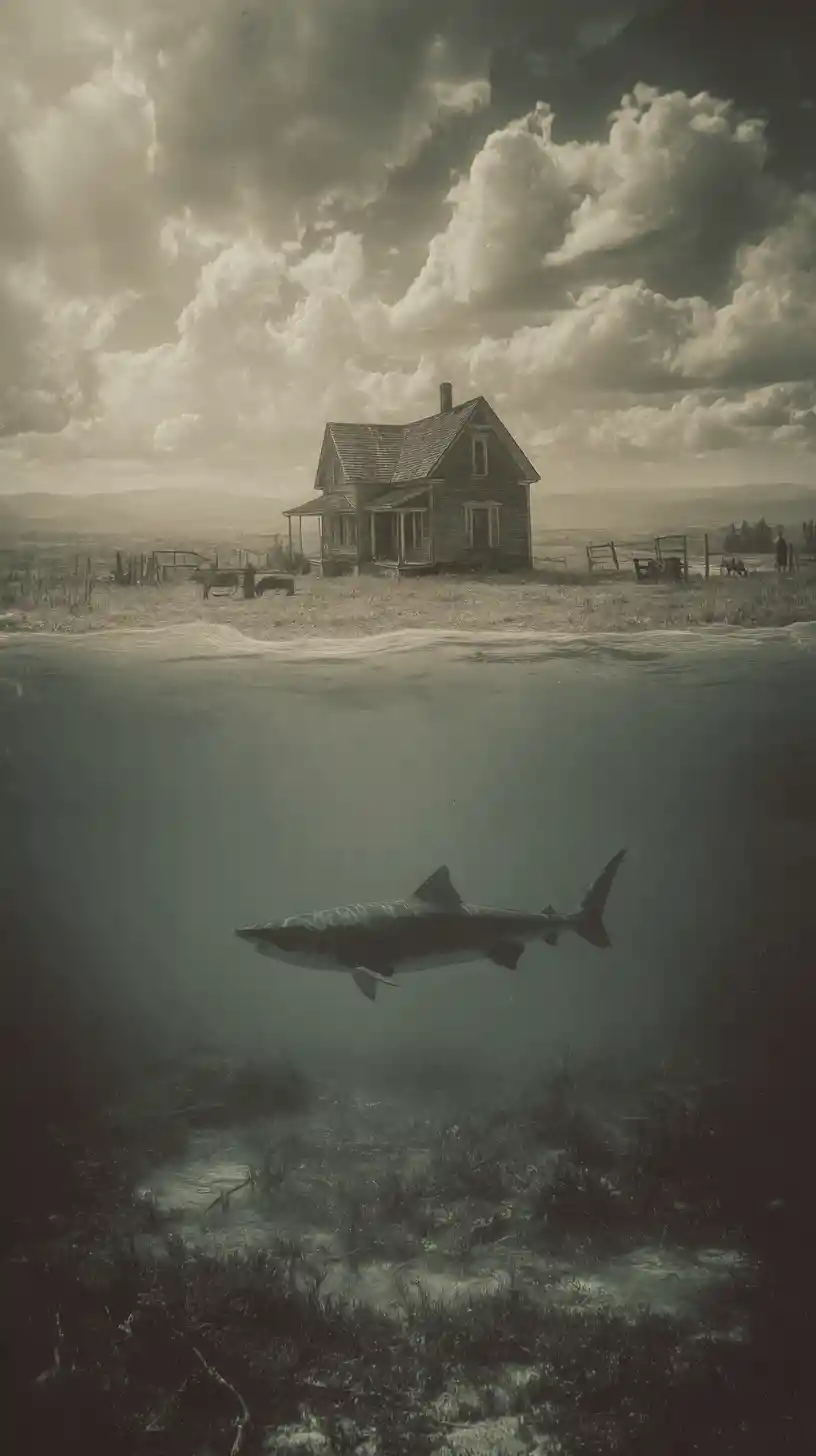 Shark Swimming Alone In A Quiet Pond