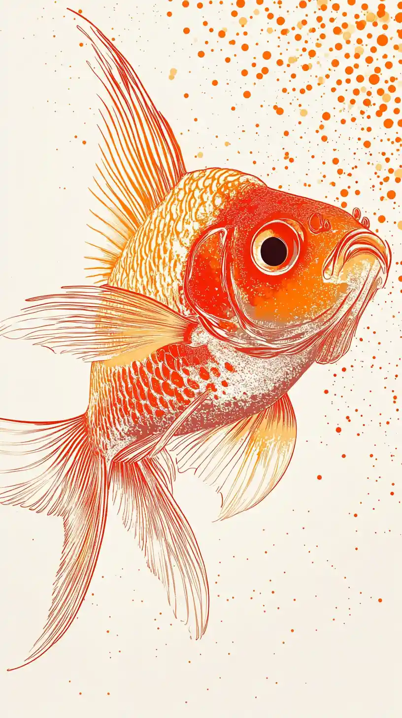 Pop art goldfish with glasslike body and halftone shading