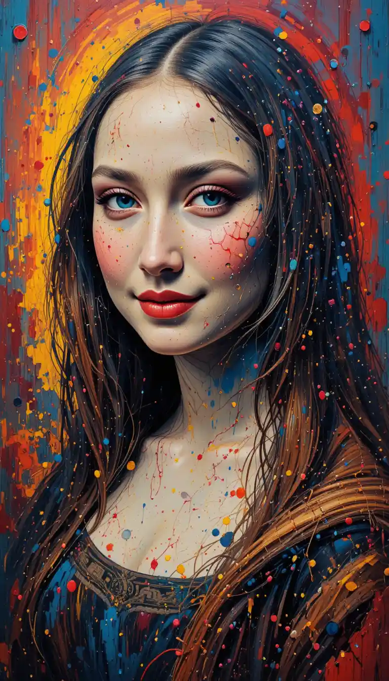 Young woman portrait with mysterious abstract color background