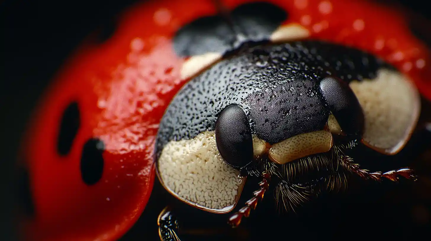 Extreme close up of a ladybug shell with fine textures