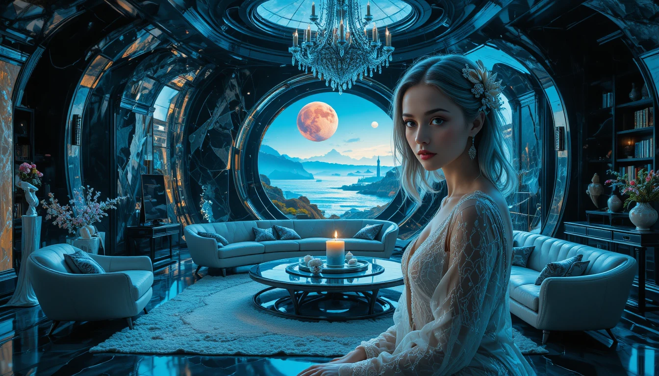 Cinematic monochrome portrait of an ethereal woman