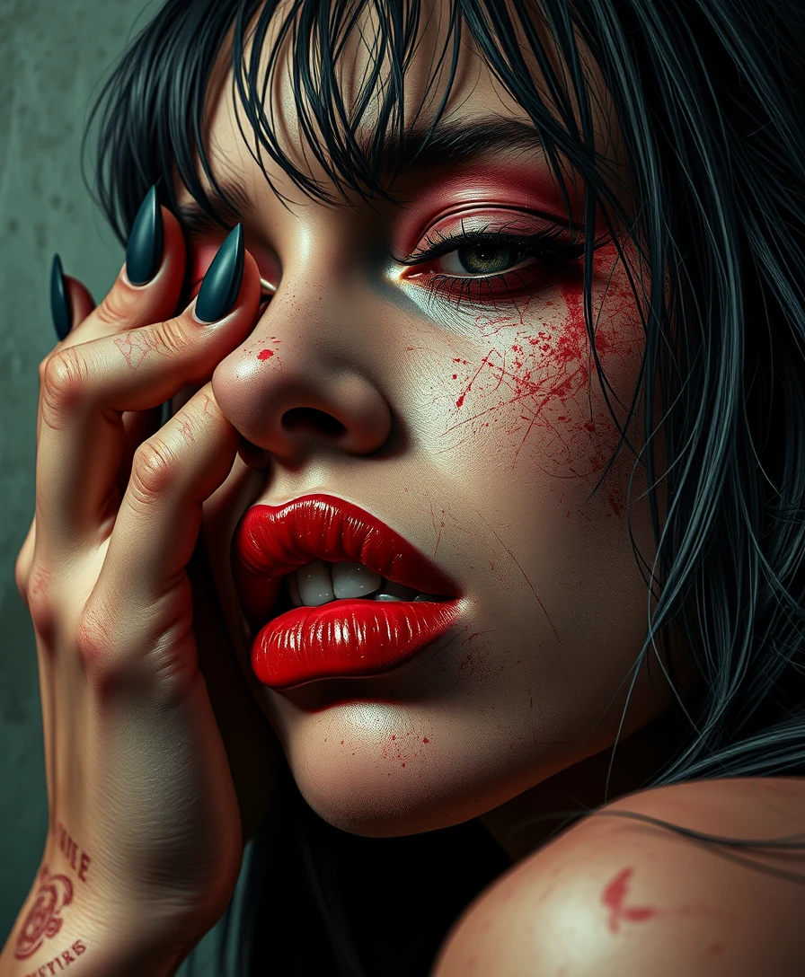 Surreal popsurrealist scene of sadness beauty and madness