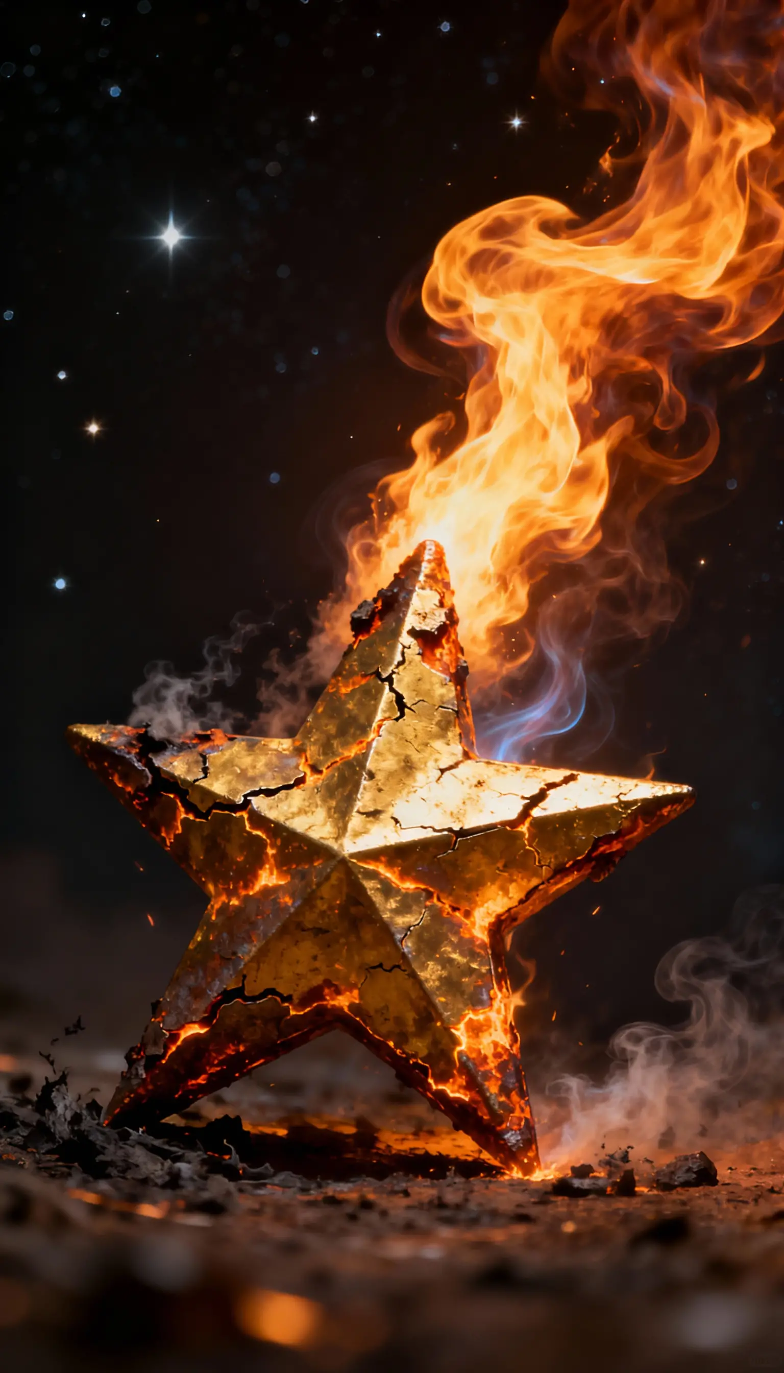 Fallen angel rising from pain with inner fire