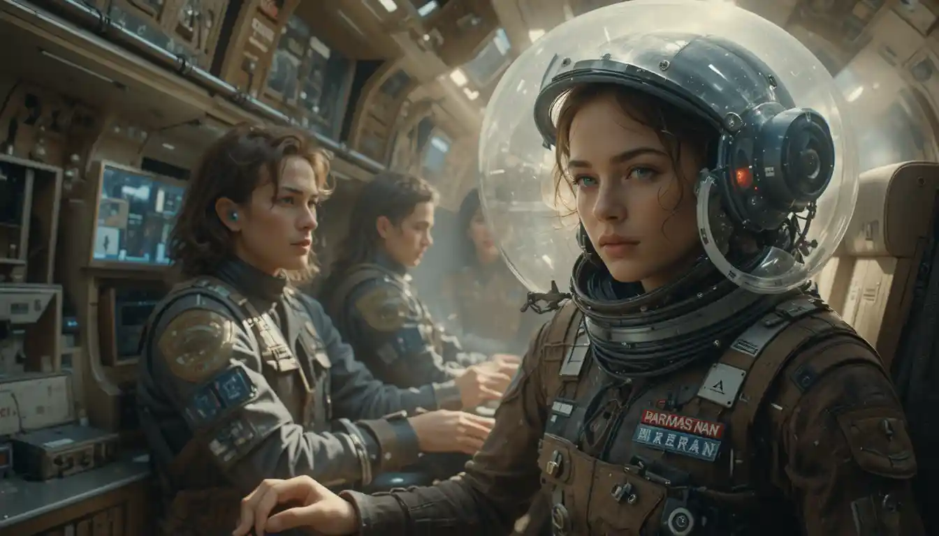 Lonely scientist awakening inside a silent deep space spacecraft