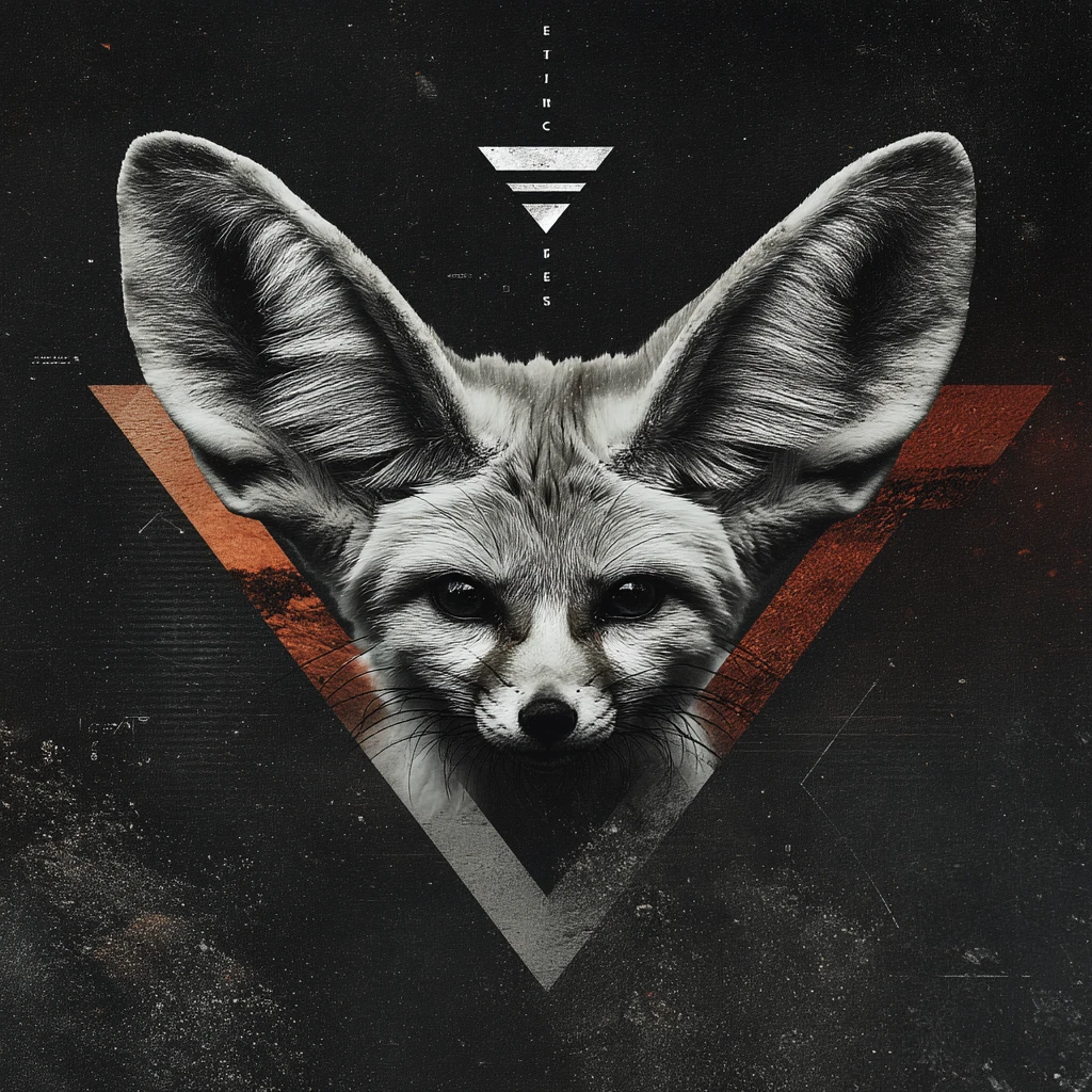 Minimal fox logo with close up fennec face and ears