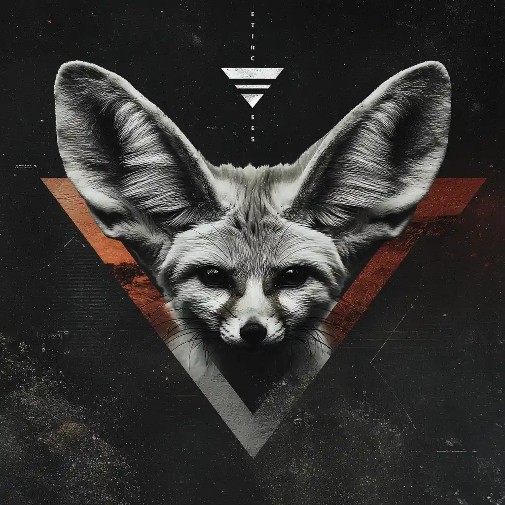 Minimal fox logo with close up fennec face and ears