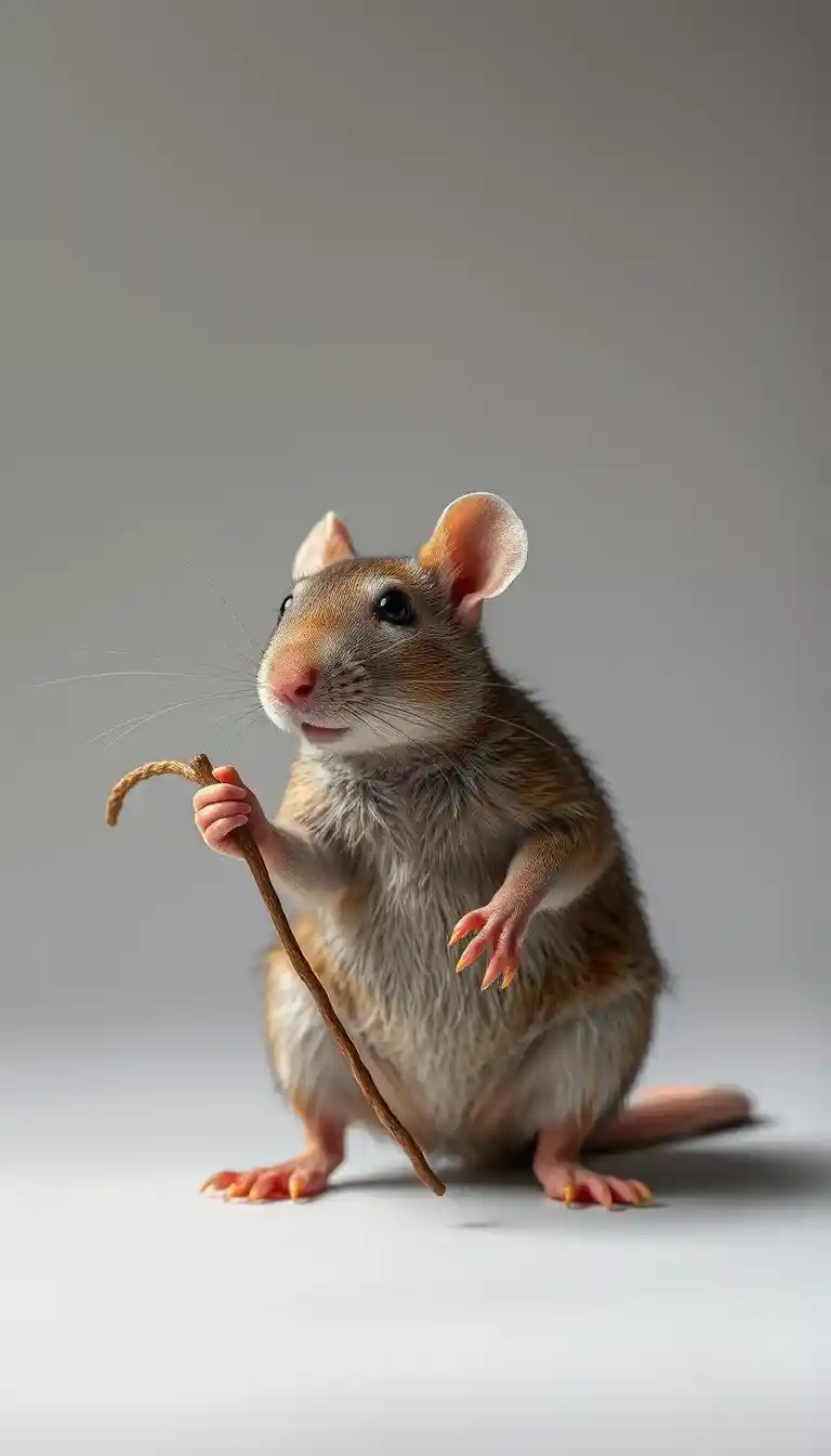 Greedy rat villain posing in a storybook style scene